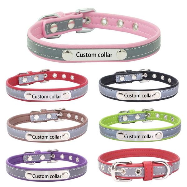 

cat collars & leads reflective collar stainless steel iron plate laser engraving anti dog comfortable super fiber chain pet accessories