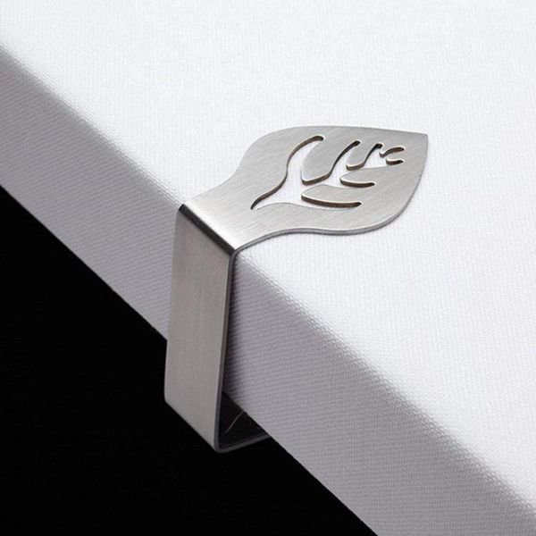 

napkin rings 10pcs stainless steel leaf shape tablecloth clamps metal thicken el wedding dining promenade table cover holder clips