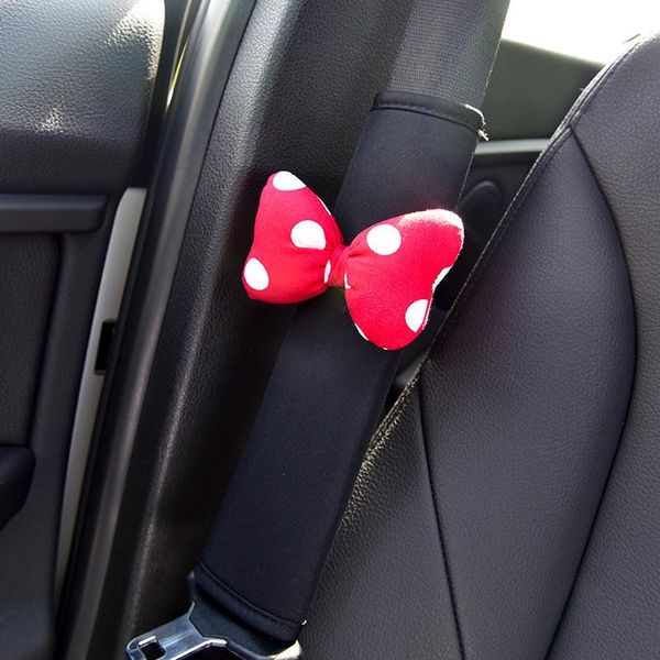 

safety belts & accessories car seatbelt shoulder lovely red point bow steering wheel cover waist pillow neck fashion automotive interior