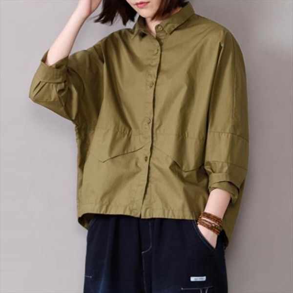 

oversized cotton autumn women shirts long sleeve korean style solid color woman loose casual blouses p1297, White