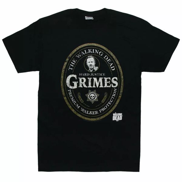 

The Walking Dead Rick Grimes HARD JUSTICE T Shirt Adult Unisex Sizes S to 3XL, White;black