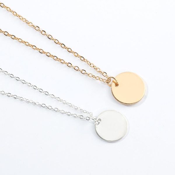 

pendant necklaces simple ornament small round slice necklace temperament clavicle chain versatile accessories, Silver