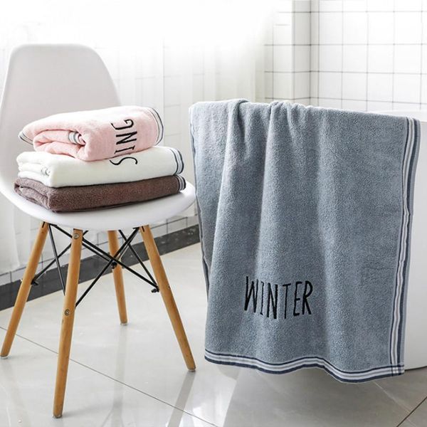 

towel 70x140cm 100% cotton embroidery letter solid color thicken soft absorbent home el bathroom bath for adult