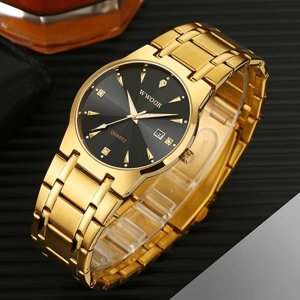 

wristwatches fashion diamond men watches gold black quartz wristwatch waterproof automatic date, Slivery;brown