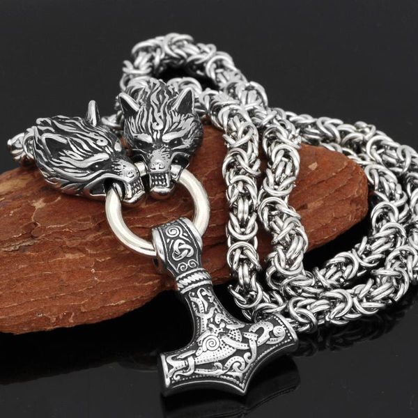 

pendant necklaces 2021 nordic culture retro men's temperament necklace fashion creative viking wolf head accessories wholesale, Silver