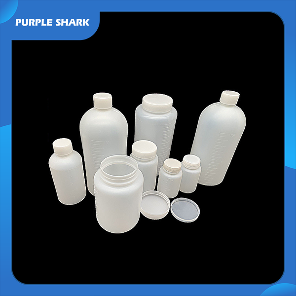 

lab supplies white translucent plastic bottle with lid 100ml sample graduated small mouth