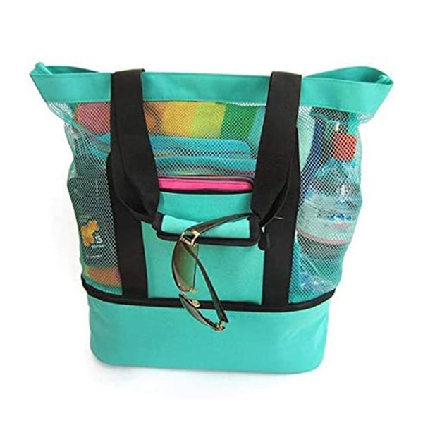 

storage bags ladies picnic bag mesh refrigerator compartment oversized zipper closed beach toy grocery camping tote