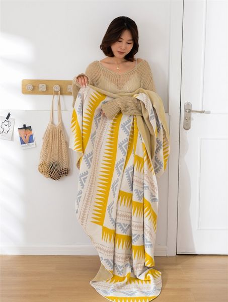 Regina Cobertor de Crochê Pastoral Conforto delicado Algodão Malha Cobertor de Viagem Moda Cadeira Cadeira Sofá Capa Casa