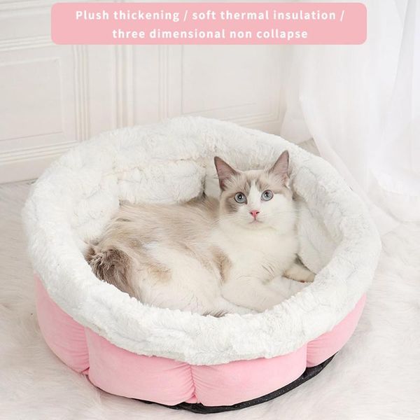 

cat beds & furniture winter warm dog bed round house soft long plush pet cushion breathable mesh pets mat puppy kennel supplies
