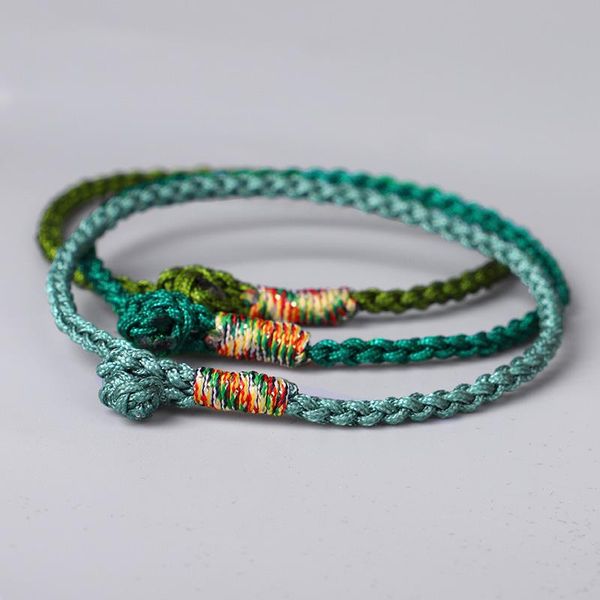 

tibetan lama monk hand-braided lucky knots rope super thin bracelet blessed by buddhist attracts all good things green,cyan charm bracelets, Golden;silver