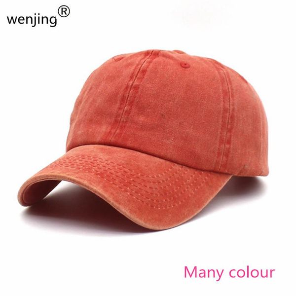 

wj1sc14 summer autumn water washed classic women solid color baseball caps wide brim hats, Blue;gray