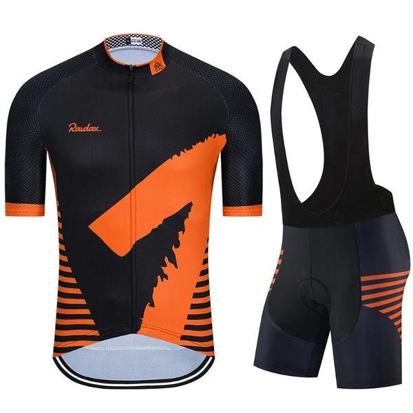 

raudax-ropa de ciclismo profesional para hombre, conjunto manga corta, maillot, rx, 2021 racing sets, Black;blue