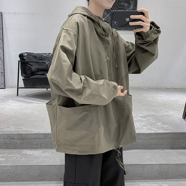 

men's hoodies & sweatshirts spring and autumn stand-up collar hoodie men korean fashion casual loose harajuku streetwear hip-hop pullov, Black