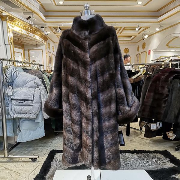 

women's fur & faux 2021 winter real mink coat woman fashion high grade casual women hs116-309, Black