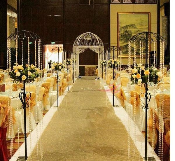 1,2 m de largura x 10 m / roll brilhante lantejoulas de ouro perolado tapete de casamento moda corredor de corredor t tapete para decoração de festa