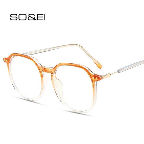 

so&ei fashion oversized square women nails glasses frame clear anti-blu-ray eyewear men optical gradient computer goggles sunglasses frames, Black