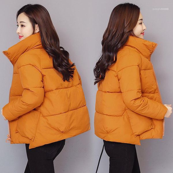 

women's down & parkas 2021 winter women jacket long sleeve short warm cotton padded parka outwear female coat p9621, Black