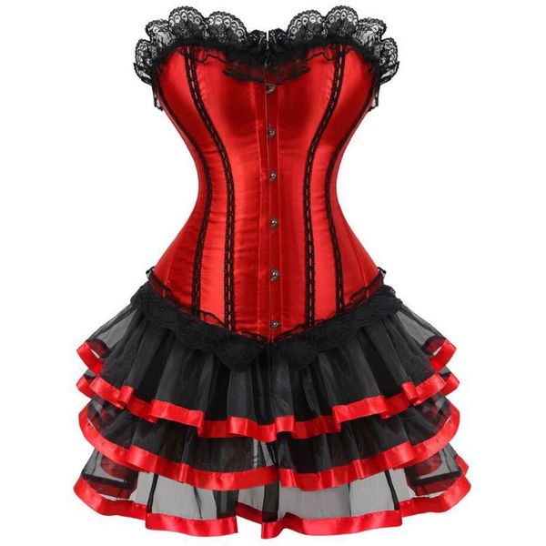 

bustiers & corsets red gothic corset overbust bustier dress plus size corselet 6xl burlesque clothing fancy dresses costume, Black;white