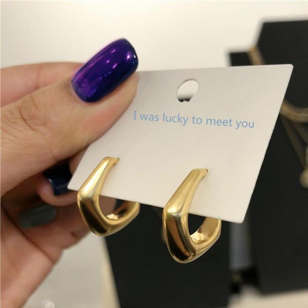 

fashion gold geometry metal female earrings elegant jewelry simple temperament stud, Golden;silver