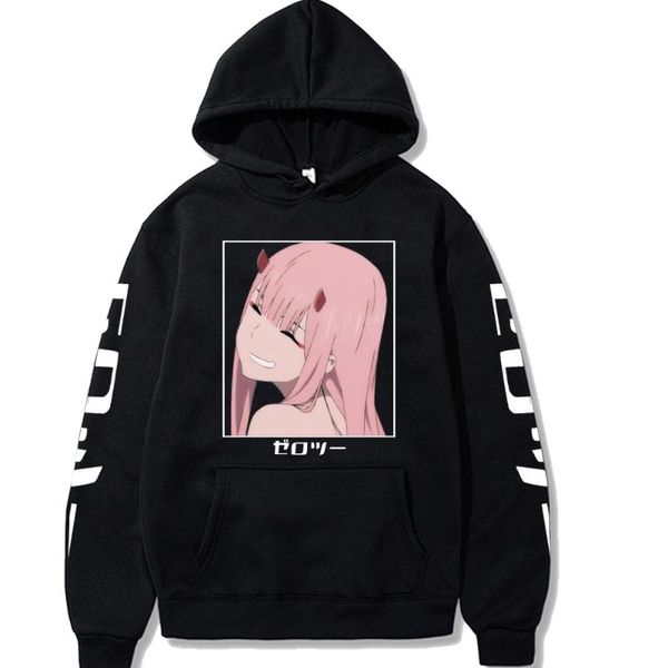 

men's hoodies & sweatshirts zero two - men women hoodie darling in the franxx male clothes harajuku style, Black