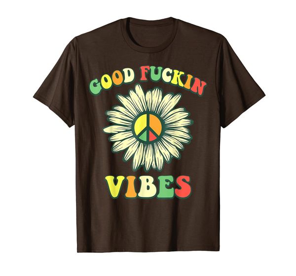 

Sunflower Peace Hippie Boho Gifts Good Fuckin Vibes T-Shirt, Mainly pictures