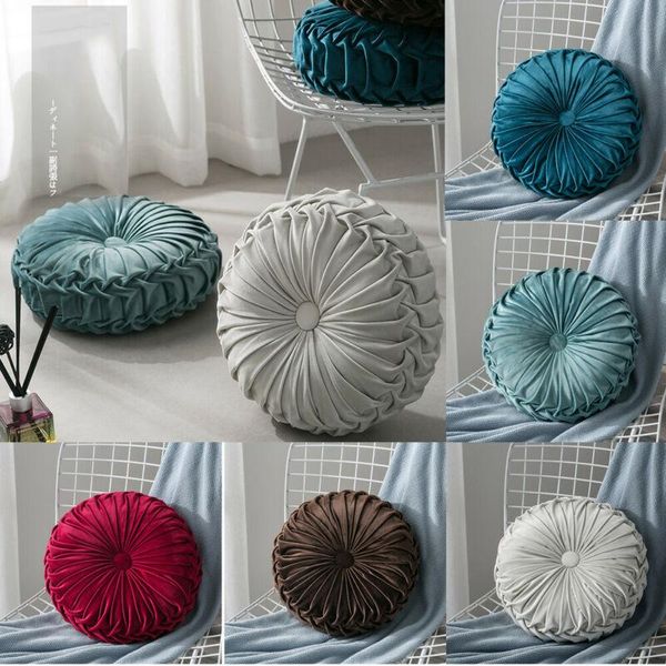 

cushion/decorative pillow 2021 home sofa chair bed car decoration velvet pleated round pumpkin cushion floor high quality