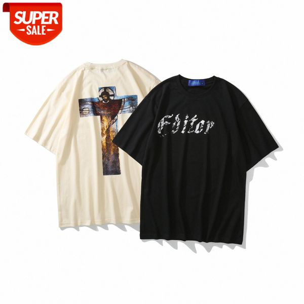 

lawfoo men's cross letter print loose short sleeve t-shirt tee #m88v, White;black
