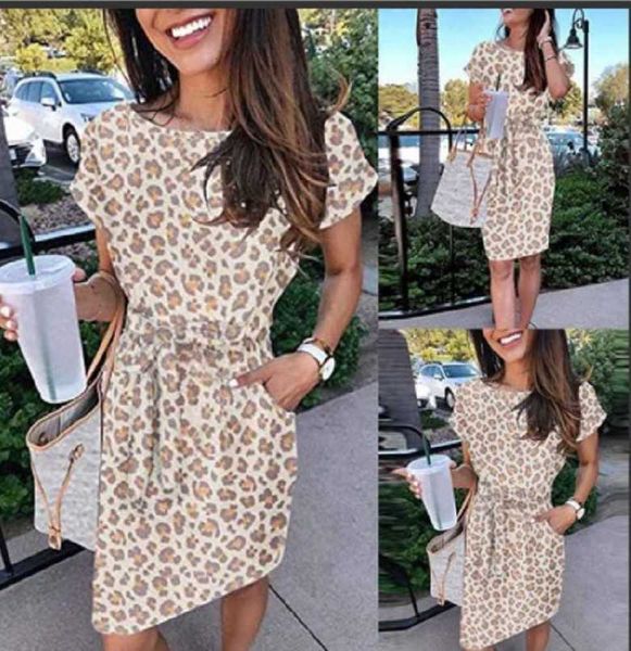 

summer round neck short sleeve loose spot print dress for women, Black;gray