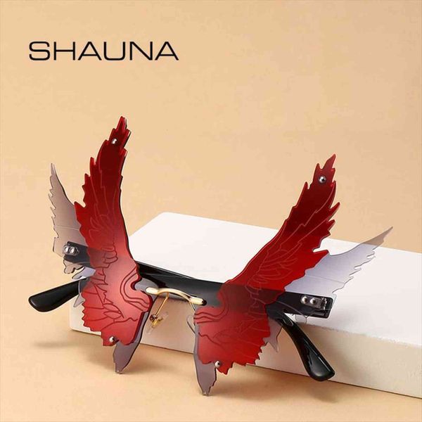 

unique oversize angel wings sunglasses fashion eagle wing rimless shades uv400, White;black