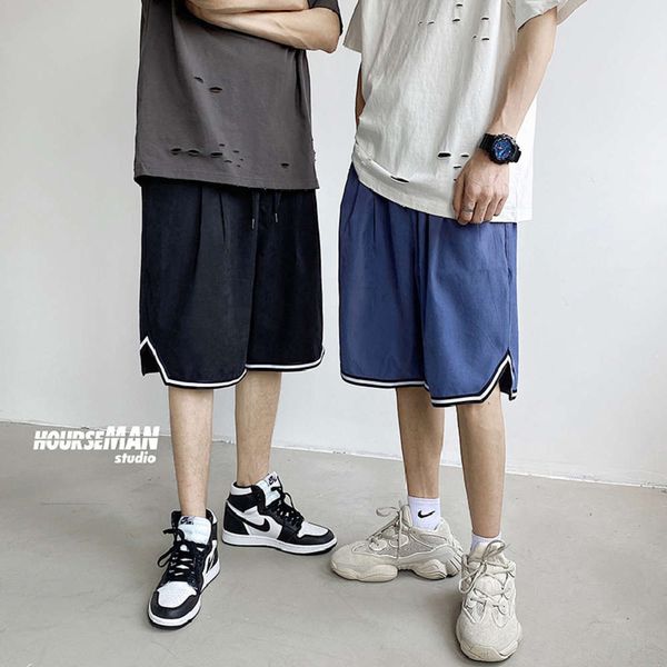 

men's shorts summer solid color shorts korean fashion versatile straight loose casual capris sports men's pants, White;black