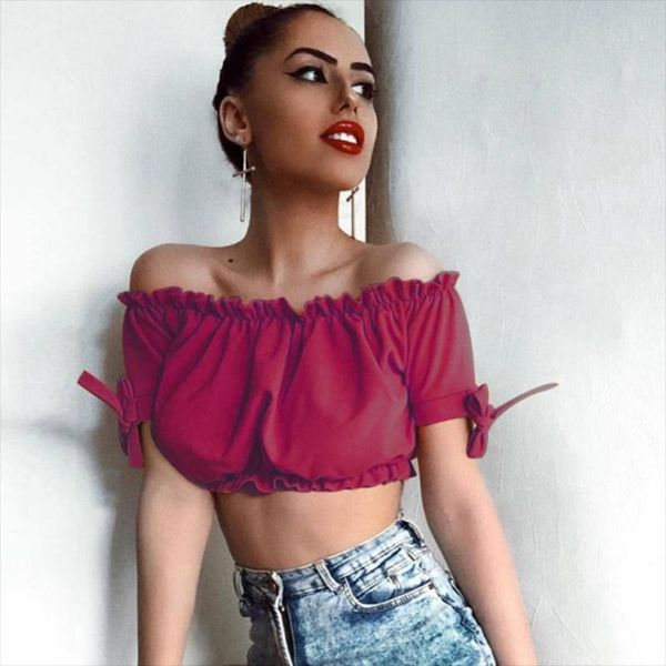 

women's tanks & camis short sleeve white women shoulder bow fashion tees 2021 solid beach the 20018 style shorts black casual off