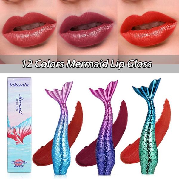 

lip gloss mermaid matte velvet liquid lipstick waterproof non-stick cup glaze long lasting women makeup tools