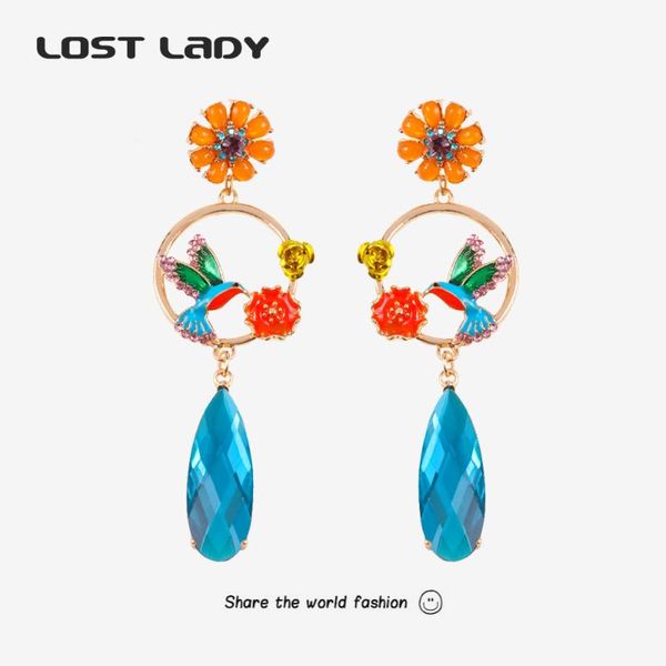 

dangle & chandelier lost lady creative hollow drop earrings fashion statement long crystal pendants shiny for women party jewelry wholesale, Silver