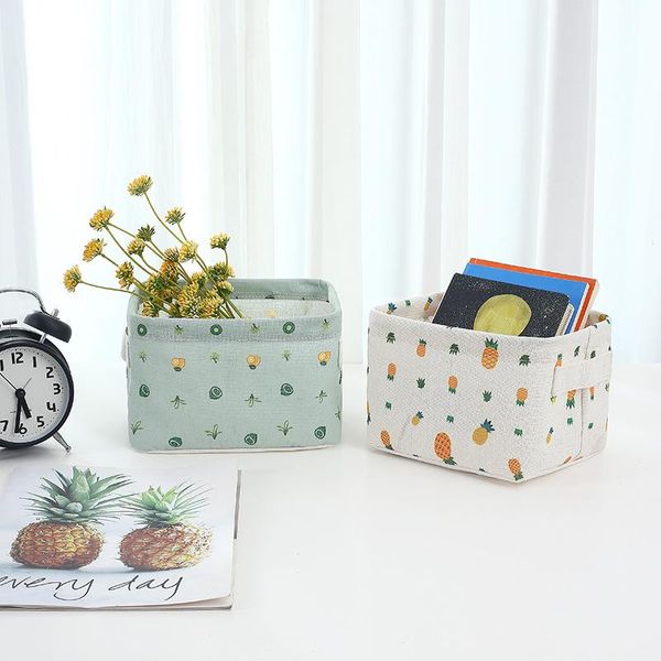 

storage baskets cotton linen foldable deskbox home waterproof cosmetic container toy sundries organizer clothing basket bags