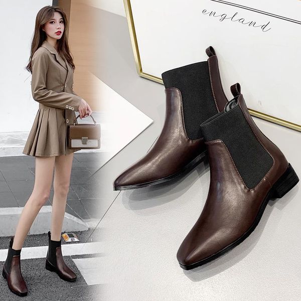 

genuine leather shoes women autumn early winter boots fashion ladies ankle brand female footwear yx2636, Black