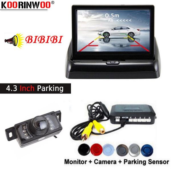 

car rear view cameras& parking sensors koorinwoo full ccd sensor beep buzzer parkronic camera backup cam 4.3 inch foldable screen monitor di