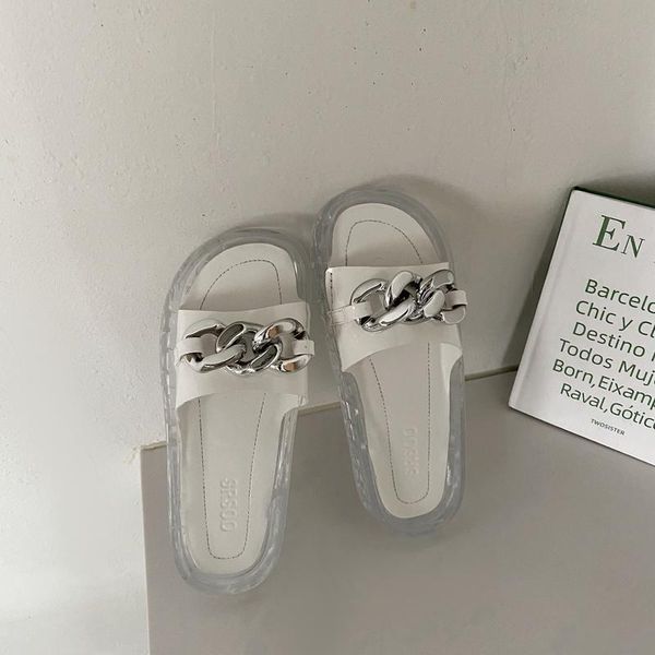 

slippers low female shoes casual glitter slides transparent heel platform 2021 luxury jelly flat rome pu fashion scandals, Black