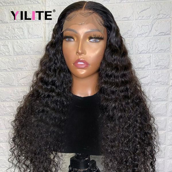 

lace wigs 13x4 loose deep wave front human hair 30 inch brazilian curly 4x4 closure frontal for women, Black;brown