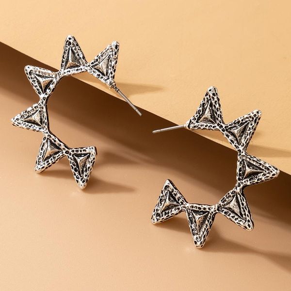 

hoop & huggie huatang creative triangle earring for women fashion geometry ancient silver color alloy earrings girls party jewelry 20325, Golden;silver