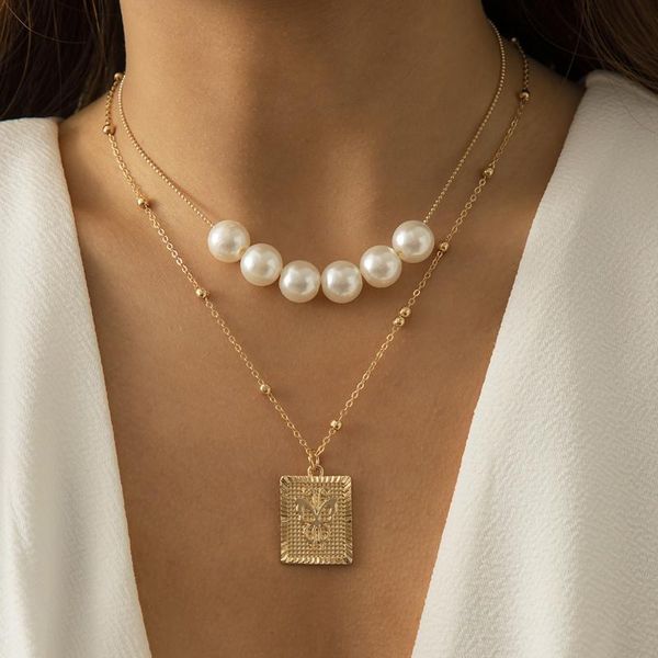 

bohemia geometric butterfly pendant necklace for women retro simulated pearls chains choker collier fashion jewelry necklaces, Silver