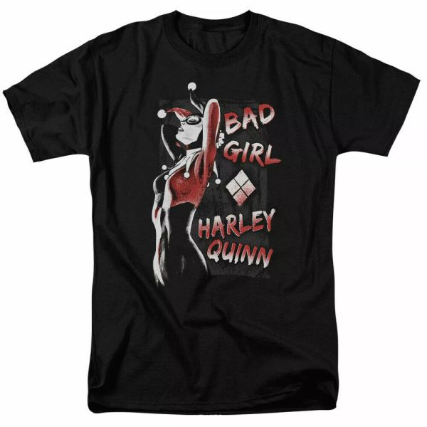 

harley quinn bad girl t shirt licensed comic book tee black, White;black