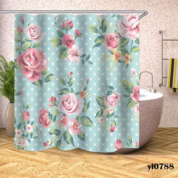 

waterproof flowers shower curtains green plants bath for bathroom bathtub large wide bathing cover cortina de chuveiro