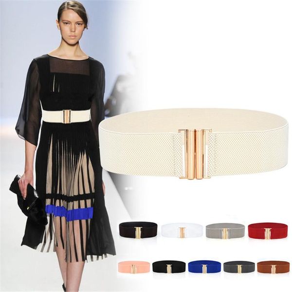 

belts lady wide 2021 women elegant retro elastic belt fashion buckle waist dress stretch cinturones para mujer, Black;brown