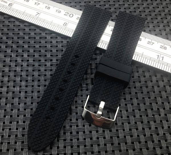 

watch bands grade quality nature silicone soft watchband band strap 22mm*20mm buckle side black for all brand using, Black;brown