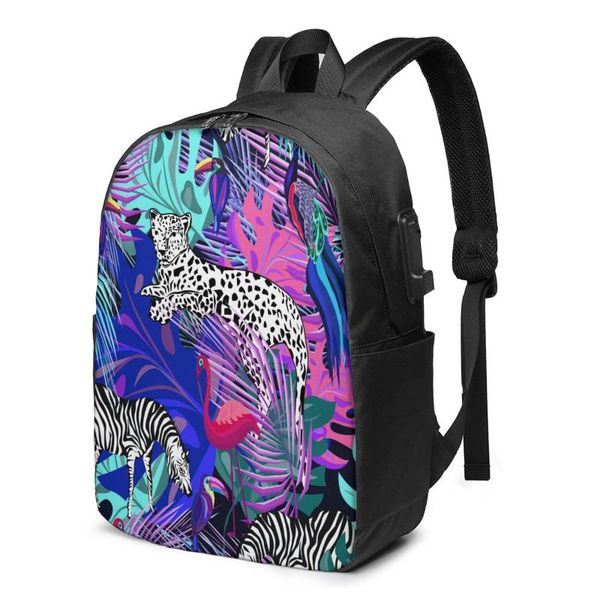 

backpack colored african animals and birds women men usb charge school bag for girl boy travel lapbookbag daypack