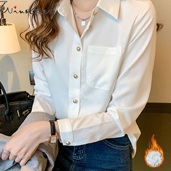 

womens and blouses women stand collar lace blouse solid color button warm bottoming shirts all fleece t00507n women's &, White