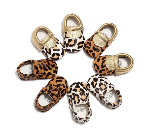 

first walkers genuine leather baby shoes leopard print moccasins horse hair boys girls soft crib