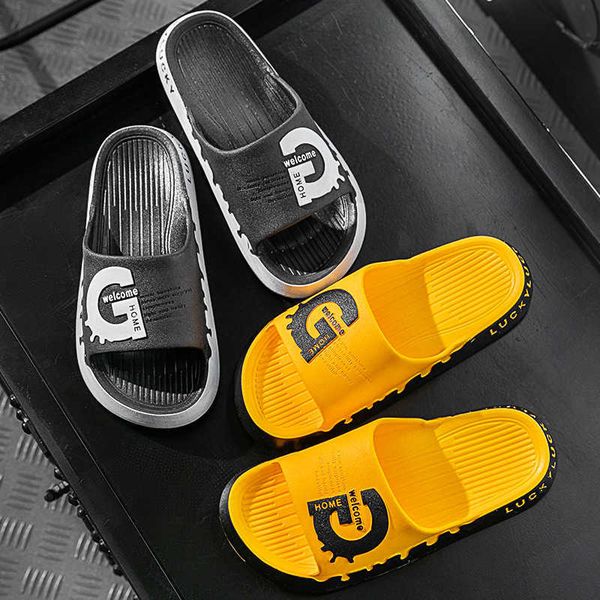 

couple slippers men's summer and korean fashion wear leisure beach sandals outside home indoor antiskid bath, Black