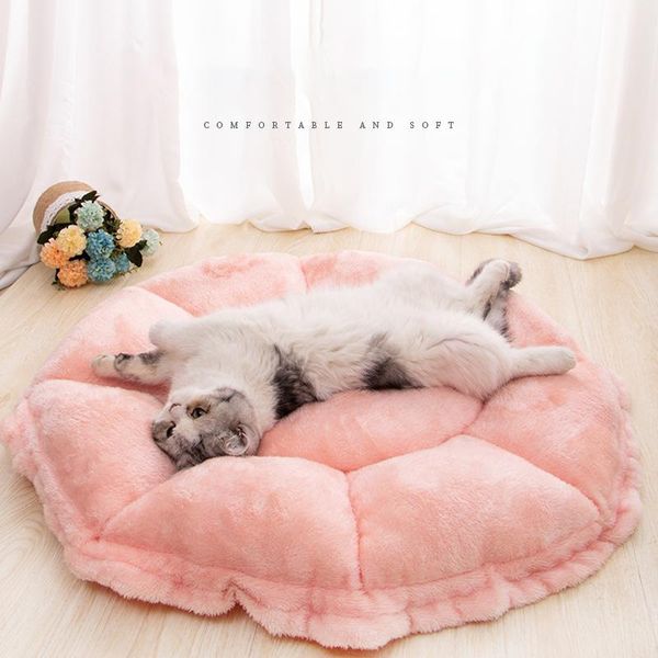 

cat cushion pink flower shape mat multifunction small dog bed comfy soft warm pet beds & furniture