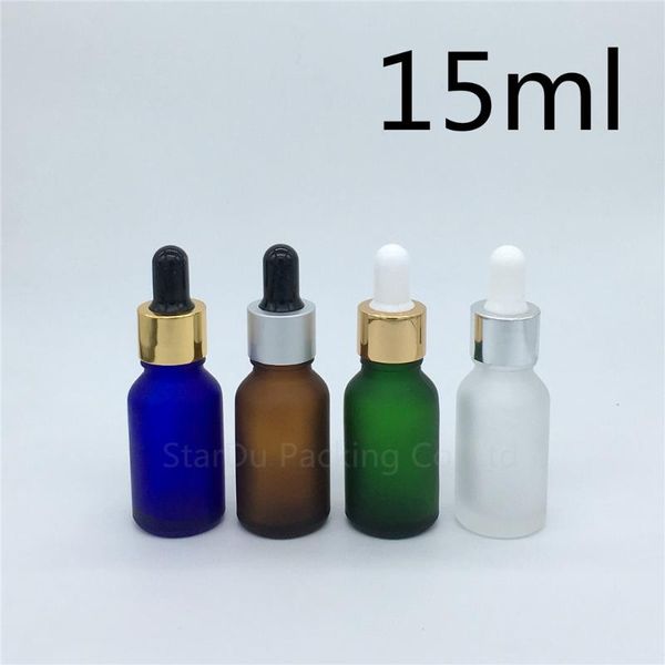 

travel bottle 10pcs 15ml amber green blue transparent frosted glass essential oil bottle, 15cc perfume dropper storage bottles & jars